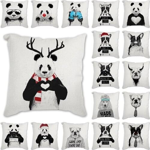 Cushion Covers Cute panda Series Printed Linen / Cotton Pillow Cover Sofa Cushion Home Decorative Pillows Pillowcase Sofa gift