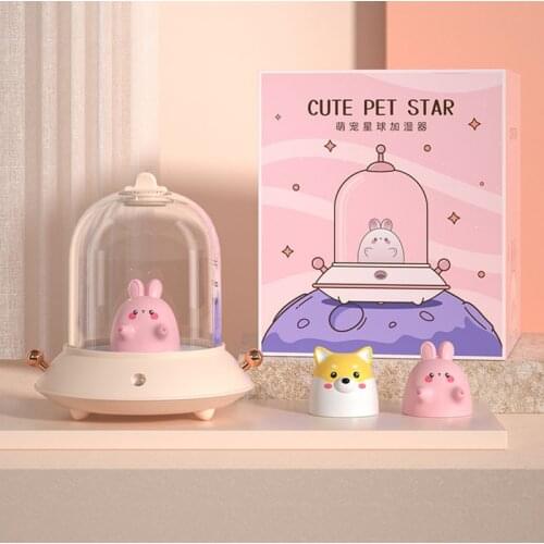 Cute Pet Planet Humidifier Night Light USB Office Desktop Small Aromatherapy Atomizer Mute Bedroom Girl Cute Girl Gift