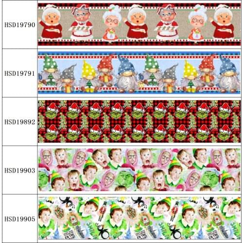 22MM 25MM 38MM 50MM 75mm Printed Pattern Christmas on Grosgrain Ribbon for diy ribbon