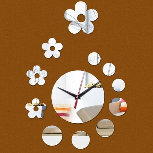 New Double-color Mirror wall clocks watches home deocr 3D Home decoration wall stickers DIY mirror wall clock