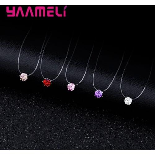 New Design Simple Casual Style Necklace Clear Fishing Line Collares 8 Color Crystal Jewelry Wedding Party Daily Bijoux