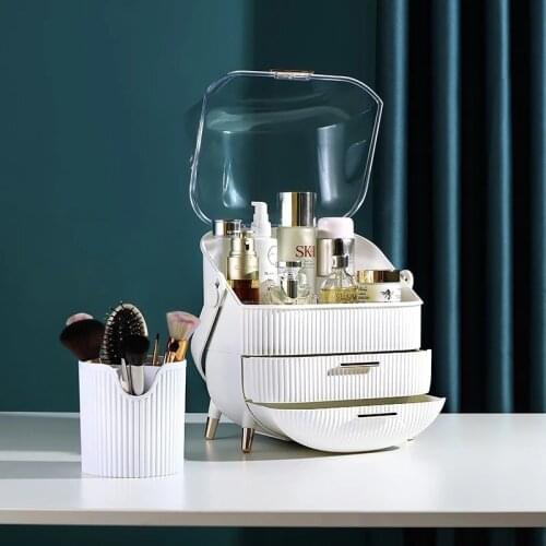 Makeup Organizer for Makeup Brushes Holder Box Home Organizer Desktop Jewelry Nail Polish Makeup Drawer Container Large Capacity