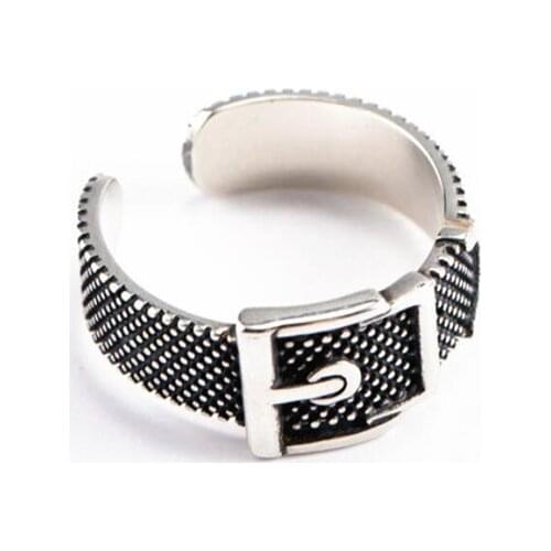 Sole Memory Creative Original Retro Mini Belt Thai Silver 925 Sterling Silver Female Resizable Opening Rings SRI373