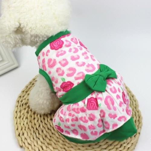 Dog Dress Sleeveless Comfortable Wearing Full Cotton Puppy Pink Floral Print Dress For Summer Printed Breathable Princess Skirt