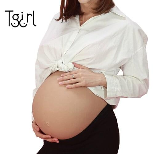 Tgirl Pregnant Fake Belly Prosthesis Props Lightweight Pregnant-Belly Sponge Breathable Silicone Material