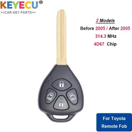 KEYECU Remote Control Car Key for Toyota Alphard Before 2005/ 2005 2006 2007 2008 2009, Fob 4 Buttons - 314.3MHz - 4D67 Chip