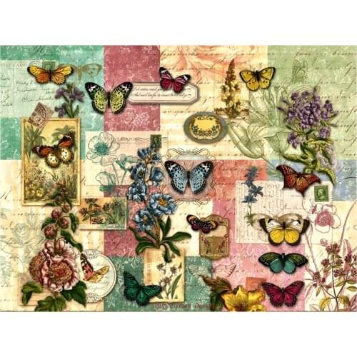 Needlework for embroidery DIY DMC High Quality - Counted Cross Stitch Kits 14 ct Oil painting - Patchwork Butterflies