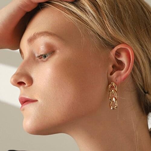 Gold Chain Earrings 2021 New Styles Acrylic Drop Earrings Gold Color Asymmetric Earrings For Women Party Jewelry Gift