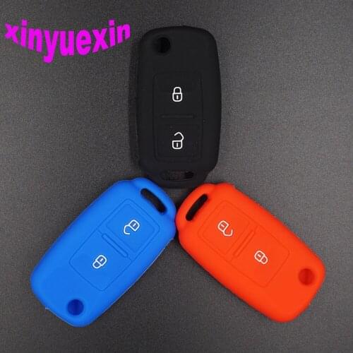 Xinyuexin Silicone Car Key Cover Case For VW Golf Amarok Polo Golf MK4 Bora Jetta Altea Alhambra Remote Key Jacket Car-Stying