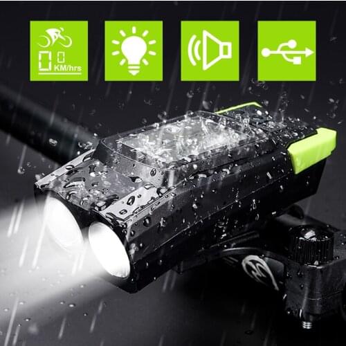 Mountain Bike Light 3 in 1 Bicycle Computer Flashlight Multifunction 6 Mode USB Charging Cycling Headlight for Bike Accessory