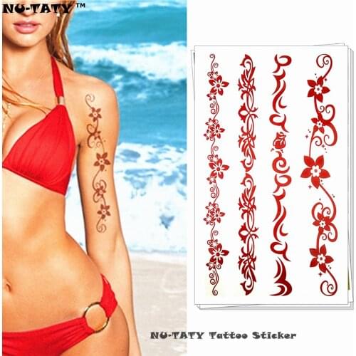 Nu-TATY Bronze pattern Temporary Tattoo Body Art Arm Flash Tattoo Stickers 17*10cm Waterproof Fake Henna Painless Tattoo Sticker