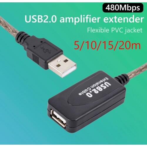 5/10/15/20m USB 2.0 Extension Cable Male to Female Active Repeater Wireless Network Card Extender Cable Cord USB Adapter
