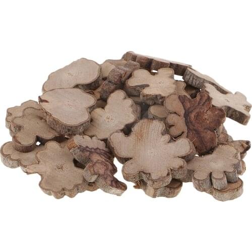 Pack of 30 Rustic Wood Log Slices Discs Circles Tree Bark Slabs, Wooden