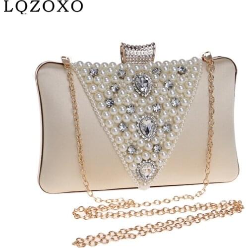 Newest pearl clutch evening bag tote Factory wholesale handmade beaded evening bags pearl clutch bags for party or banquet