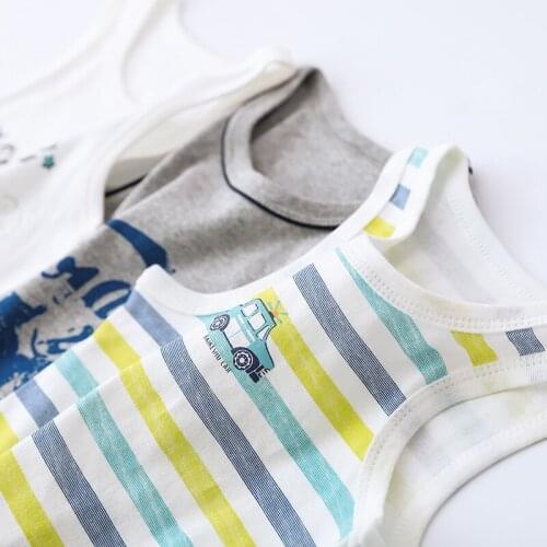 Boys and Girls Spring and Summer Korean Childrens White Cotton Childrens I-Shaped Strapped Vest Bottoming Shirt