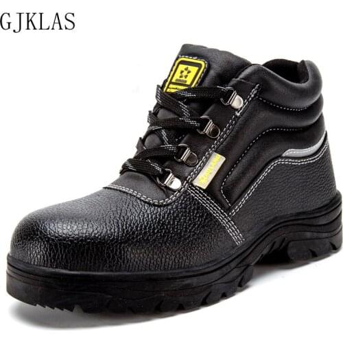Work Safety Shoes Steel Toe Protection Men Boots Genuine Leather Indestructible Shoes Anti-hit Anti-puncture Protective Boots