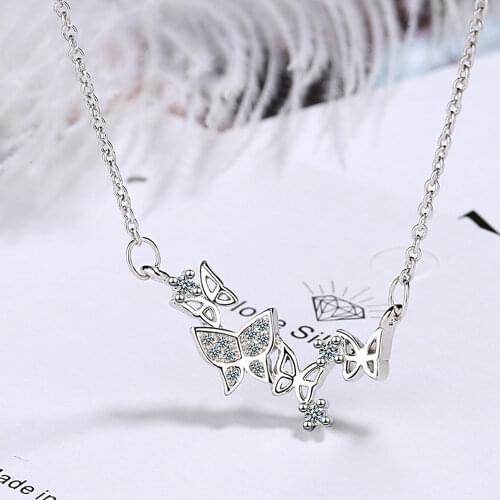 Female 925 Sterling Silver Butterflies Pendants And Necklaces For Women Fashion Wedding Luxury Jewelry Free Shipping GaaBou