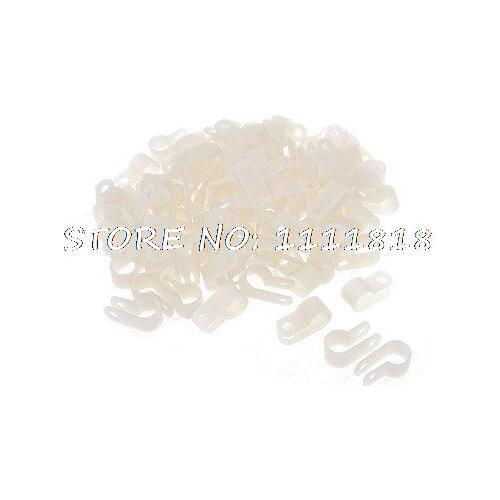 100 Pieces 10mm Dia Bundle Clip Off White Plastic Cable Wire Clamp