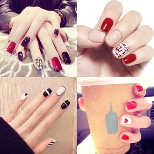 24pcs/box New High-quality Cute Patches Multi-color Patterns Fake Nail Stickers DIY Nail Salon Professional Supplies