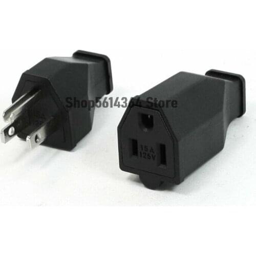 3P US Plug Insulating Shell Cable Connecting Head 15A 125V w Socket