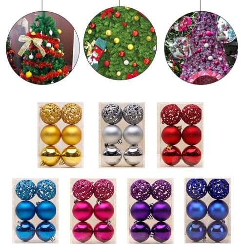 6cm Home Decor Christmas Tree Balls Gold Pink Champagne Red Metallic Decorative Balls For Christmas New Year Gift