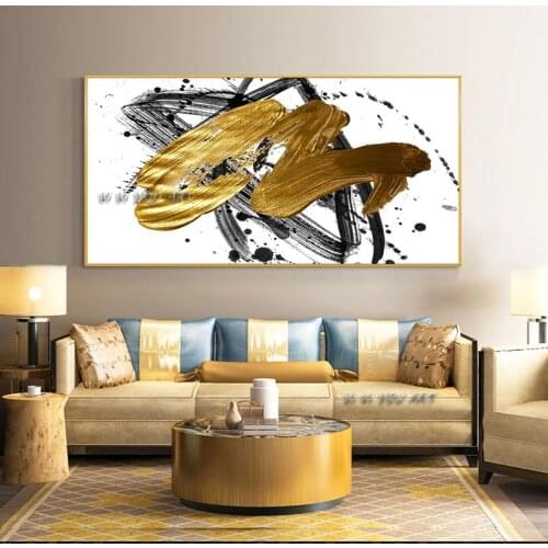 Abstract 100 Hand Painted Oil Paintings On Canvas Handmade Large Size Modern Wall Art With Golden For Living Room Office
