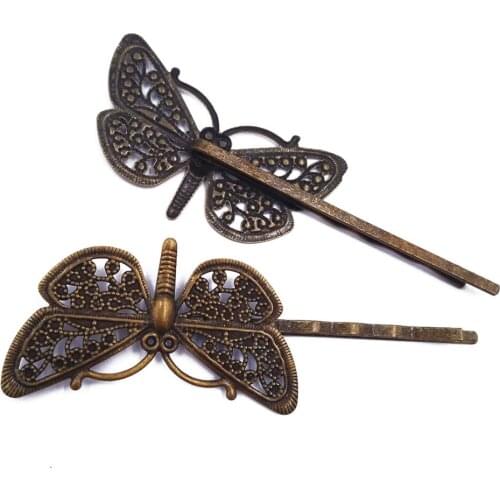 Antique Bronze 120piece Hair Pins with 38x20mm Dragonfly Hairpins Jewelry Findings Hair accessories HPF42