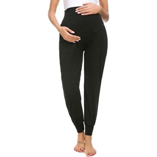 Ecavus Maternity Pants Womens Casual Pants Stretchy Comfortable Lounge High Waist Pregnancy Pants Premama Pregnant Clothes