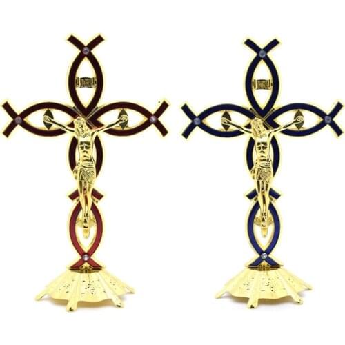 Church Relics Figurines Crucifix Jesus Christ On The Stand Cross Wall Antique Chapel Decoration