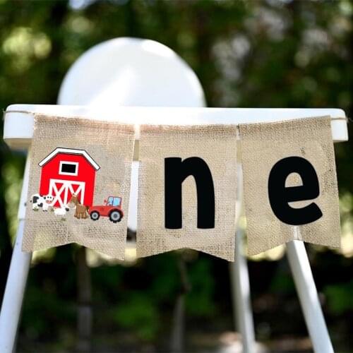 Rustic barnyard Farm Animal Cow theme Boy girl First 1st one year old Birthday party Highchair Banner decoration Photo props