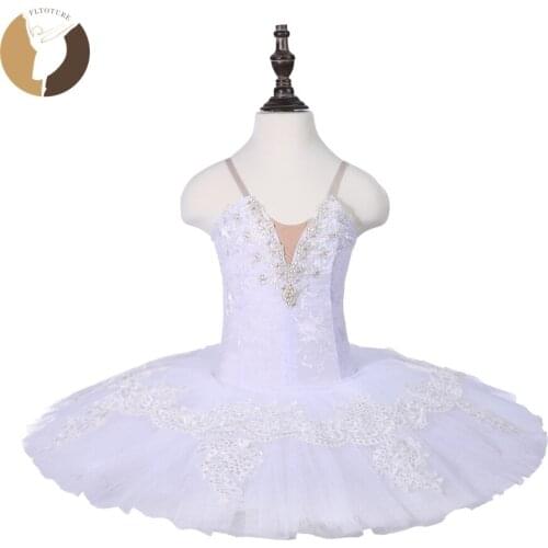 Kids Ballet Tutu Velvet Fabric Swan Lake Performance Costumes Tutus CT18071 White Swan Pancake Tutu Skirts Girls Stage Dancewear