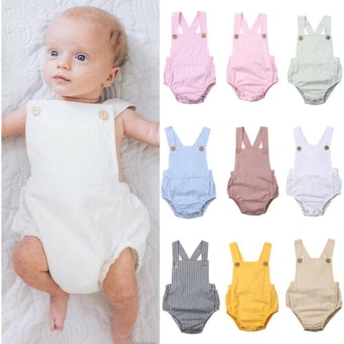 Baby Boys Romper Summer Infant Cotton Newborn Sleeveless Rompers Baby Girl One-pieces Suspender Jumpsuits Cotton Clothes Outfits