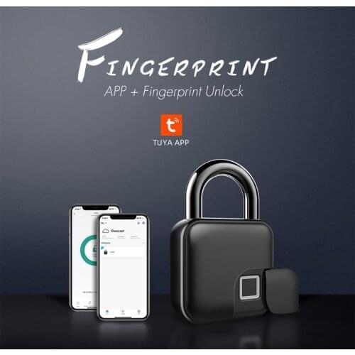 Safe Tuya Smart Bluetooth Fingerprint Padlock Keyless USB Charging Thumbprint Door Lock Quick Unlock for Bicycle Warehouse