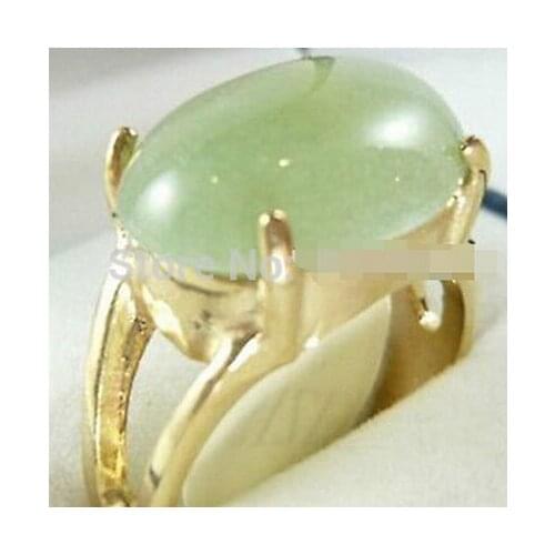 Hot sell Beautiful gold plate light green Natural stone ring 6-9 Bridal jewelry