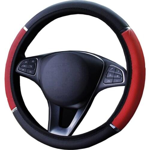 Metal Leather Car Steering Wheel Cover For 37-38 CM 14.5"-15" Anti-slip No Inner Ring M Size Braid On Steering-wheel Cay Styling
