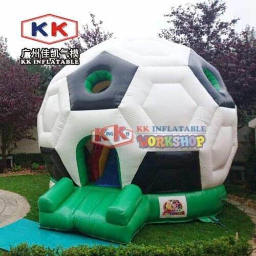 KK Factory Custom Made Soccer Ball Shape Dome Bounce House Inflatable Football Bouncer For Kids