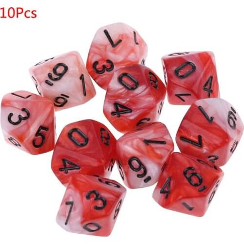 10pcs/set 10 Sided D10 Polyhedral Dices Numbers Dials Desktop Table Board Game U7EF