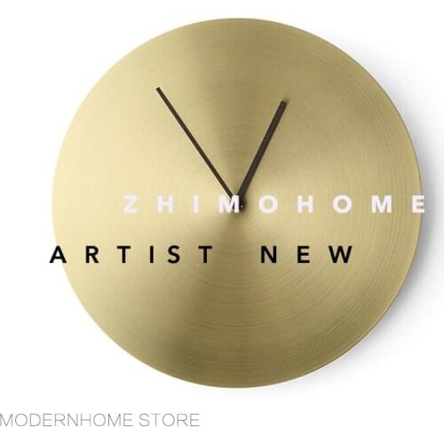Fashion Decoration Design Showroom Home Living Room Nordic Luxury Copper Gold Silver Color Loft Round Wall mounted Clock 1PC