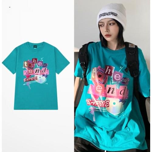 New Japanese Style Funny Cartoon Print T Shirt High Street Dark Souls Cotton T-shirts Men Retro Korea Style Lovers Tee Shirts