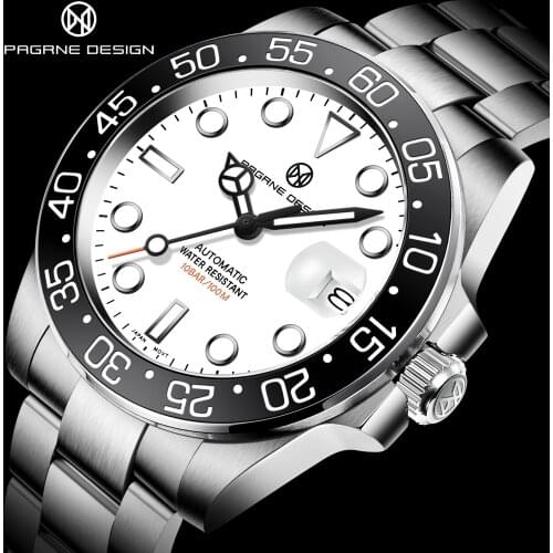 2021 New Fashion Men Automatic Mechanical Watch PAGRNE Design Top Brand Luxury Stainless Steel Men Waterproof Watch Reloj Hombre