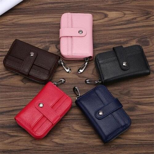 New Multi-function Leather ID Card Holder Package Bag Zipper Card Holder Men And Women Business Card Holder Bag Package