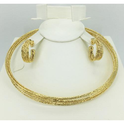 Dubai necklace earrings in gold color copper for women African/Nigerian/Middle East wedding/party gifts/bridal jewelry set