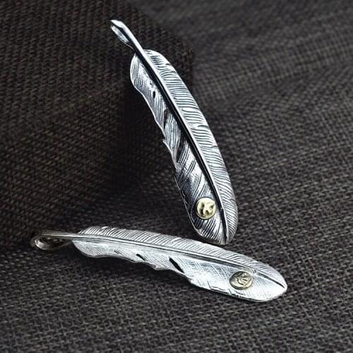 925 Silver Hawk Feathers Couple Pendant Genuine Engraved Goro S Takahashi Kagura Retro Thai Silver Pendant