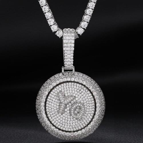 BOEYCJR Rotatable Personalized Custom Letter AAA Zircon Copper Necklace&Pendant Fashion Jewelry HipHop Punk Necklace For Men