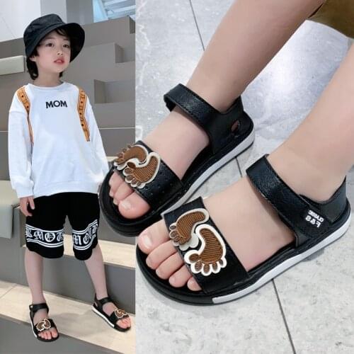 Kids Casual Sandals Soft Bottom Comfortable Student Sandal little Boy And Girls Shoes For Summer Beach Shoes Black Brown White