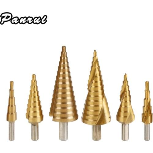 3PC HSS Titanium Coated Step Drill Bit Metric 4-12/20/32 Drilling Power Tools Metal High Speed Steel Wood Hole Cutter Cone Drill