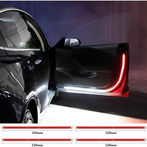 Car Interior Led Strip Light Door Welcome Light Flexible Dual Color Red/White Anti RearEnd Collision Safety Warning Strobe Light