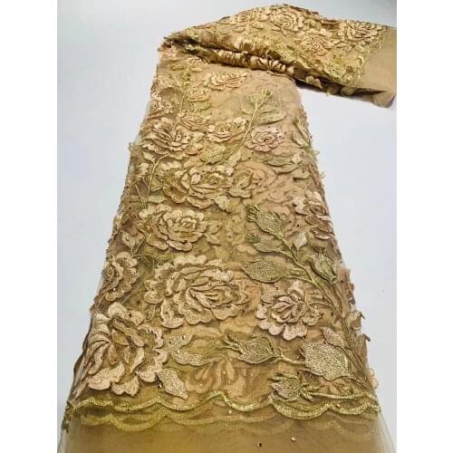 Heavy African Lace Fabric French Tulle Lace Fabric Stones Embroisery 2021 Nigerian Handmade Lace For Bridal Wedding Dress Sewing