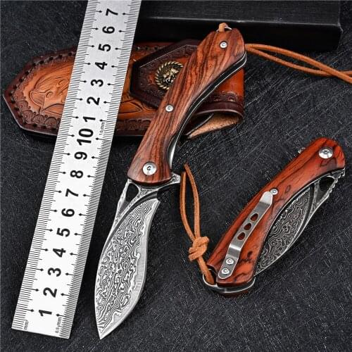 VG10 Damascus Folding Knife Tactical Military With Holster Tactical Survival Knives Outdoor Camping Hunting Knife Multi EDC Tool