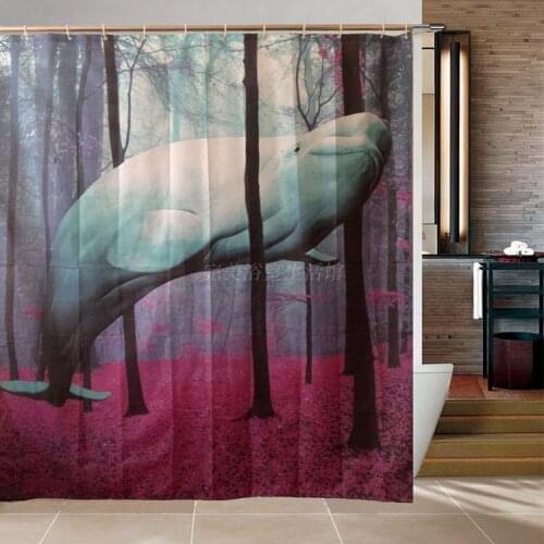 Fantasy art animals whale Waterproof Shower Curtain Decor Bathroom 180*200